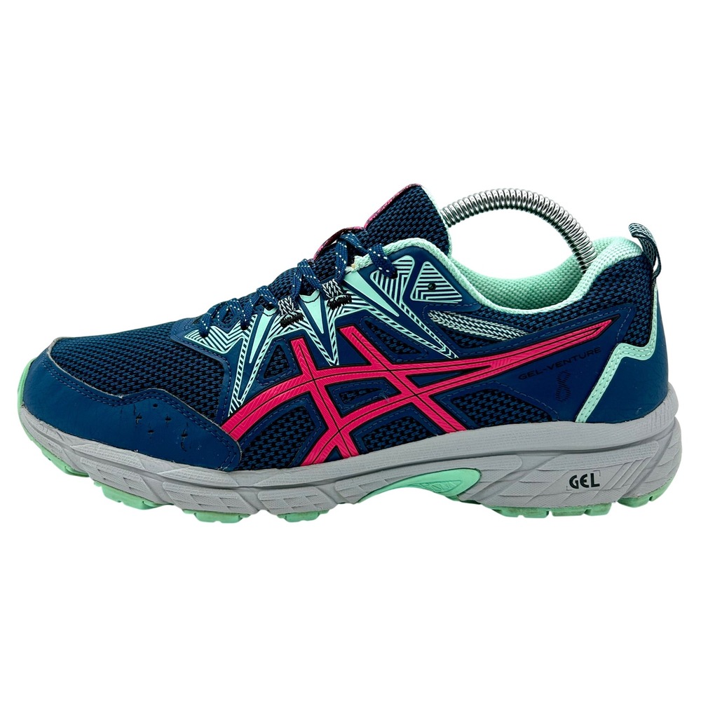 ASICS Gel Venture 8 Womens Running‎ Shoes Size 10 Trail Shoes Navy Pink Teal